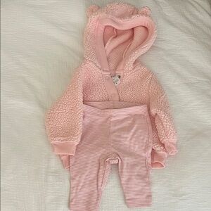 Carter's Pink Fleece Hoodie and Striped Pants Set